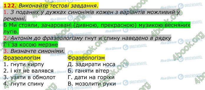 ГДЗ Українська мова 10 клас сторінка 122